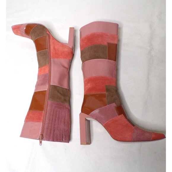 JEFFREY CAMPBELL Suede Lightspeed Patchwork Knee High Boots 7 NEW - Picture 13 of 14